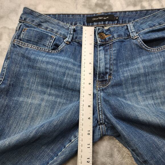 Calvin Klein Jeans Womens 12 Blue Mid Rise Slim Bootcut Stretch Denim Casual - Picture 13 of 16